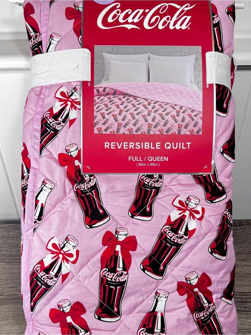 NEW Coca-Cola Pink Queen/Full Reversible Quilt